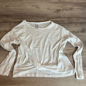 Nordstrom Girls white cotton twist front crop top long sleeve size XL 14-16